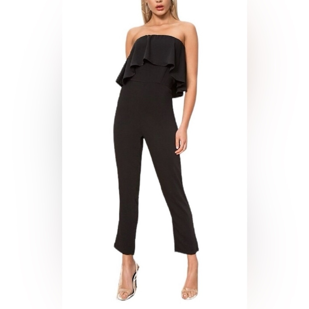 Superdown Strapless Black Jumpsuit